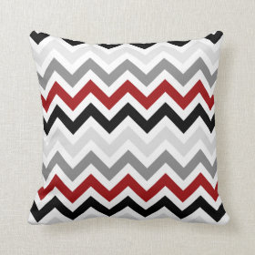 Dark Red Black Gray Chevron Zigzag Pattern Pillow