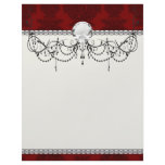 dark red bold damask design letterhead