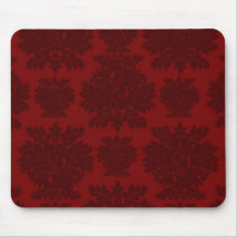 dark red bold damask design mousepad