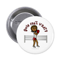 Dark Red Boxing Girl Pinback Button