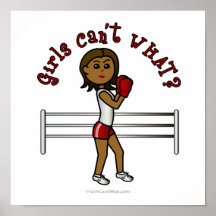 Dark Red Boxing Girl Poster