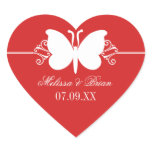 Dark Red Butterfly Swirls Envelope Seals Stickers