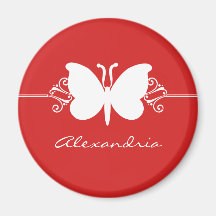 Dark Red Butterfly Swirls Magnet