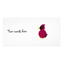 Dark red cardinal customized photo card