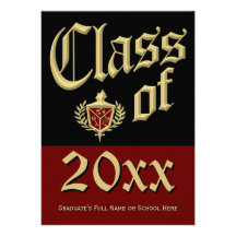 Dark Red Crest Graduation Announcement