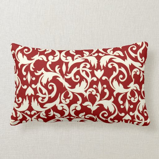 Dark Red Damask Lumbar Throw Pillow Decor Zazzle