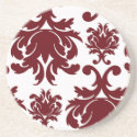dark red damask pattern on white background