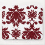 dark red damask pattern on white background mouse pad