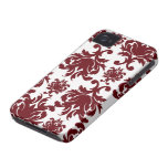 dark red damask pattern on white iPhone 4 cover