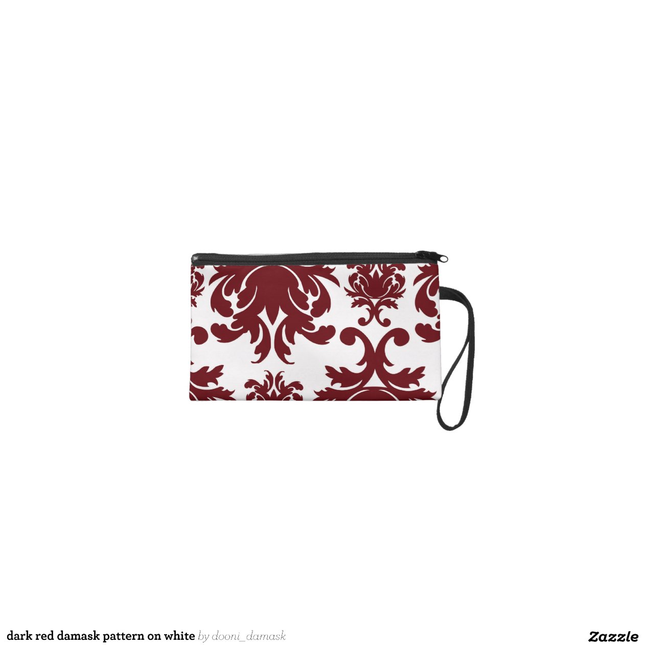 dark red damask pattern on white wristlet purse Zazzle