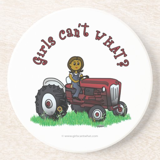 Dark Red Farmer Girl Drink Coasters