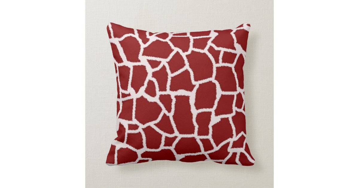 Dark Red Giraffe Animal Print Throw Pillow Zazzle