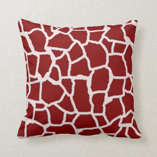 Dark Red Giraffe Animal Print Throw Pillows Zazzle