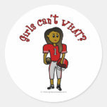 Dark Red Girls Football Round Sticker