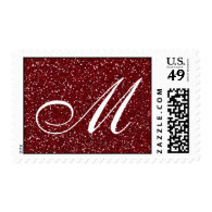 Dark Red Glitter  Custom Monogram Stamp