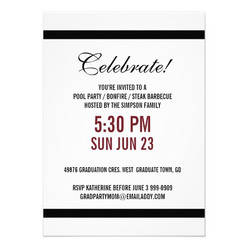 Dark Red Grad Party Invite with XL Photo