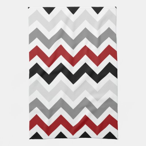Dark Red Gray Black White Chevron Kitchen Towels Zazzle