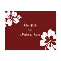 Dark Red Hibiscus Wedding Invitation postcards