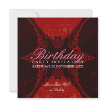 Dark Red Lace Exotic Birthday Party Invitation