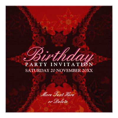 Dark Red Lace Exotic Birthday Party Invitation