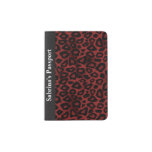 Dark Red Leopard Print | Personalize Passport Holder