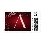 Dark red monogram postage stamps