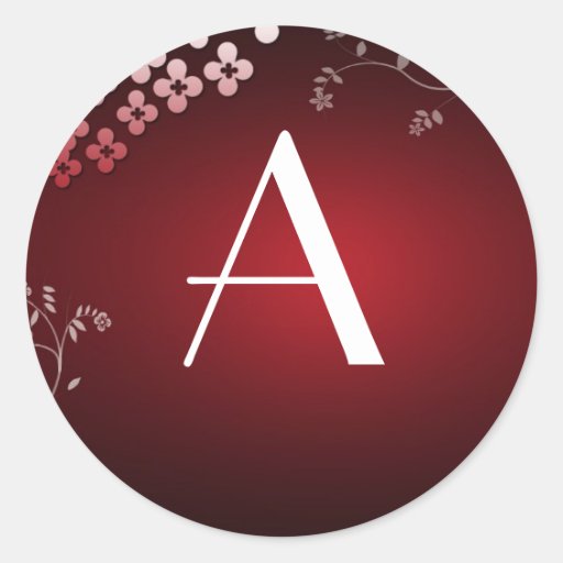 Dark Red Monogram Stickers
