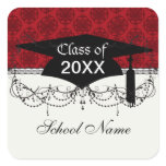 dark red on red damask two tone pattern graduation stickers
