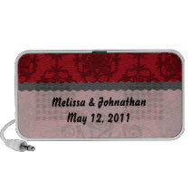 dark red on red damask wedding keepsake notebook speaker