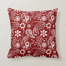 Dark Red Paisley; Floral Pillows