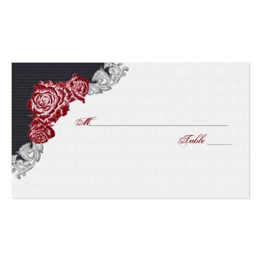 Dark Red Rose Wedding Place or Escort Cards Business Card Templates