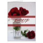 Dark Red Roses in Glass 1 RSVP Wedding Greeting Cards