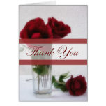 Dark Red Roses in Glass 1 Thank You Greeting Card