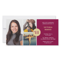 Dark red simply collage class of grad announcement photo card template