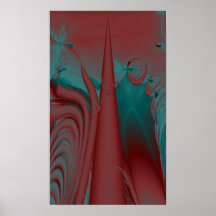 Dark Red, Teal and Turquoise Abstract Design. Poster