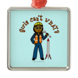 Dark Rocket Scientist Girl Christmas Ornaments
