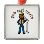 Dark Rocket Scientist Girl Christmas Tree Ornament