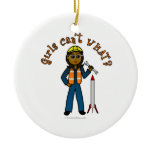 Dark Rocket Scientist Girl Christmas Tree Ornaments