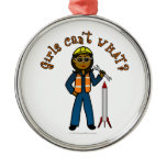 Dark Rocket Scientist Girl Christmas Tree Ornaments