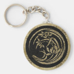 Dark Round Floral Motif Keychain
