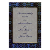 Dark Royal Damask rehearsal dinner invitation invitations