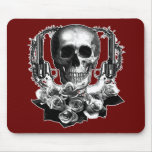 Dark- Skull Guns and Roses Black and White mousepads
