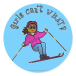 Dark Snow Skier Round Sticker