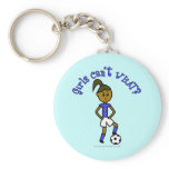 Dark Soccer Girl in Blue Keychain