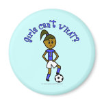 Dark Soccer Girl in Blue Magnet