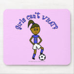 Dark Soccer Girl in Blue Mouse Pads