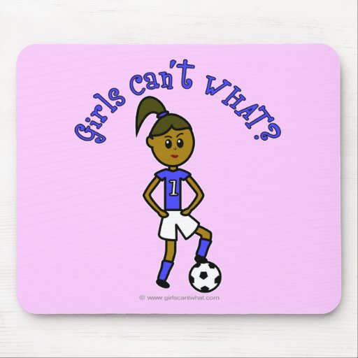Dark Soccer Girl in Blue Mouse Pads