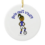 Dark Soccer Girl in Blue Ornaments