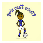 Dark Soccer Girl in Blue Print