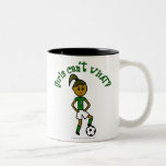 Dark Soccer Girl in Green Coffee Mug